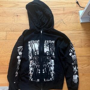Black Graphic Hoodie with Skeleton Design